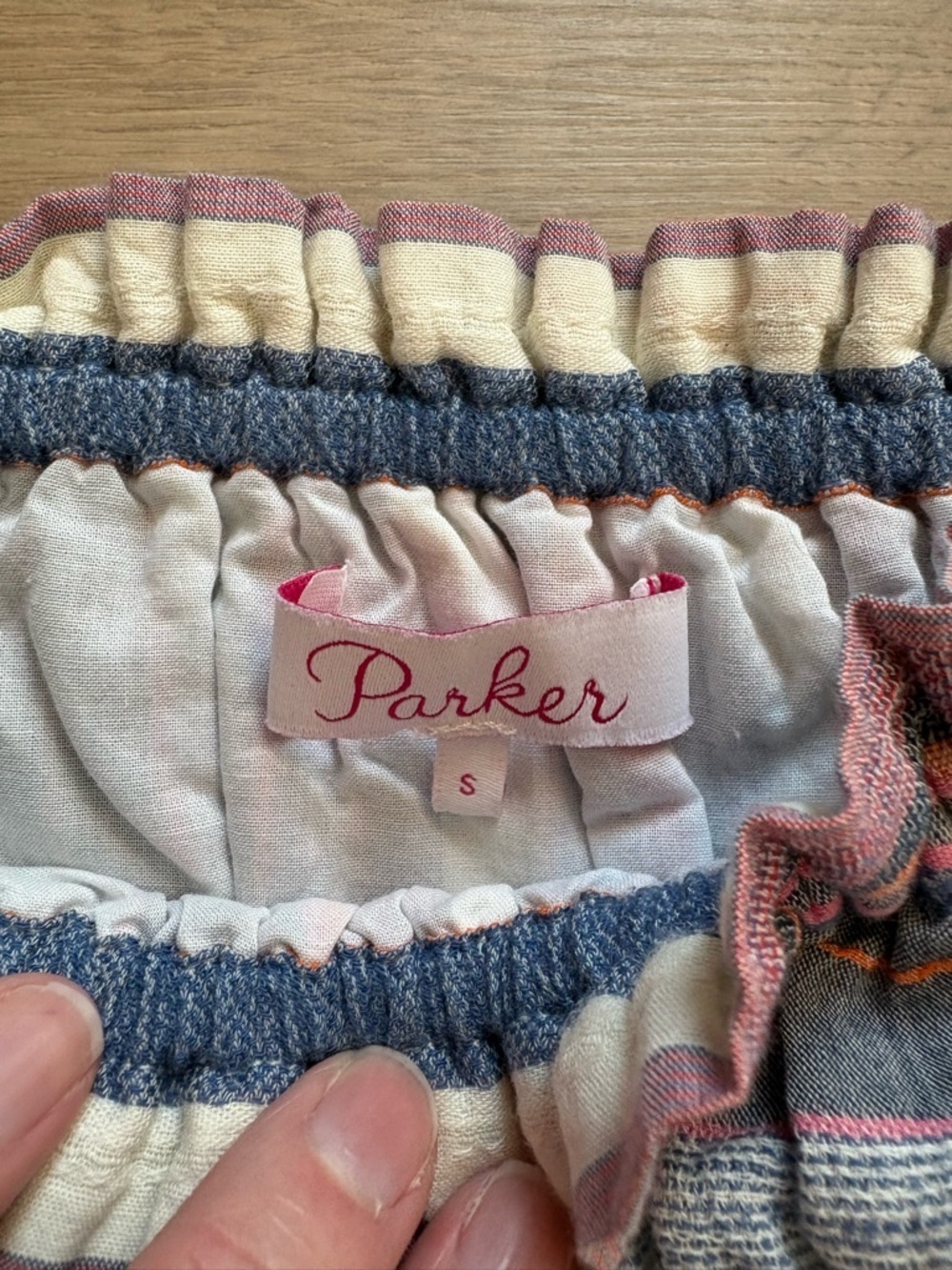 Parker Off-Shoulder Striped Mini Dress in Blue, pink and orange - size S - Picture 5 of 8
